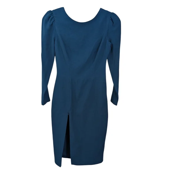 Dress The Population Nadia Long Sleeve Scoop Back Midi Peacock Blue.. Size  Small